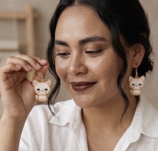 Aretes tejidas a mano en santa marta