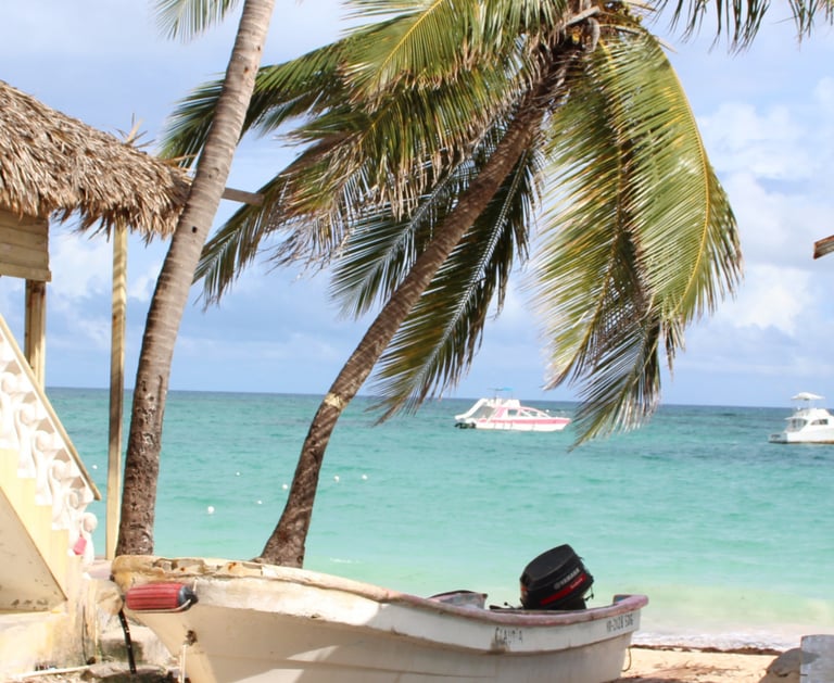 Oceanfront and beach view in Cabarete on the Dominican Republic’s North Coast.