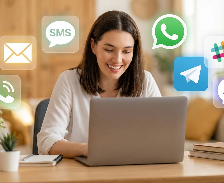 entrepreneur texting messaging with peace of mind