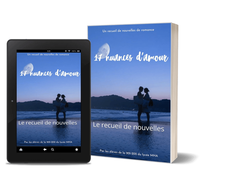 Mockup du recueil de nouvelles "17 nuances d'amour" par les élèves du lycée Memona Hintermann - Romance