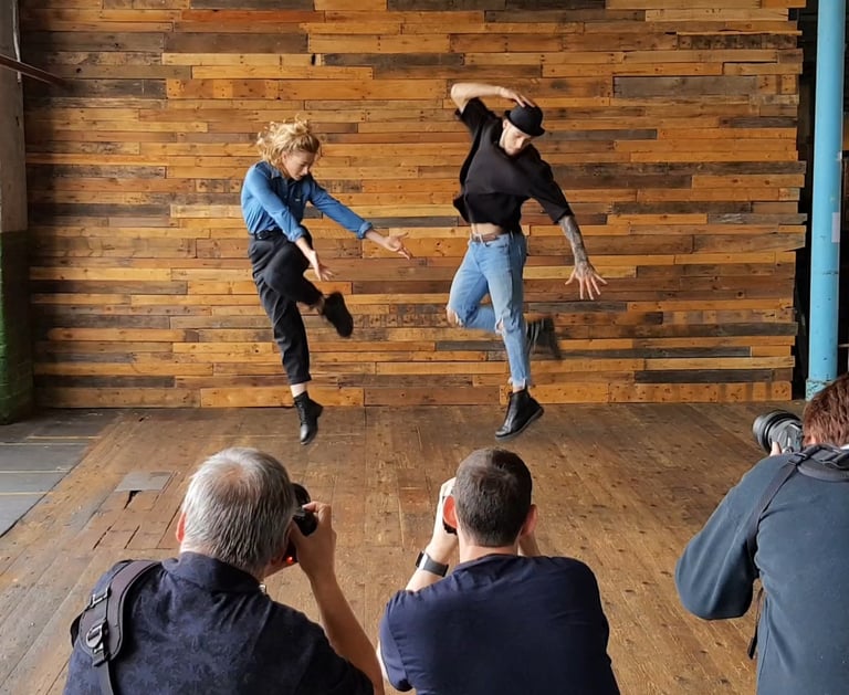 Workshop participants in the main room at Atlas Studios