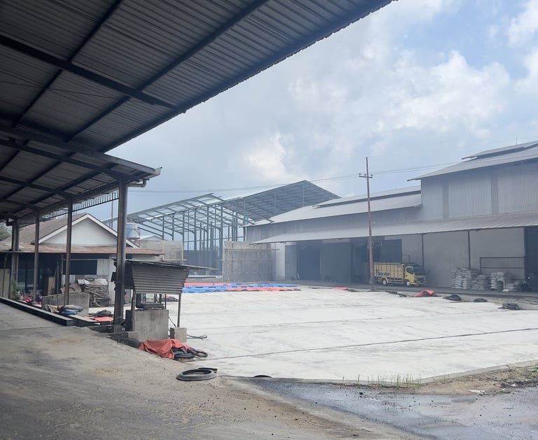 Rice husk warehouse and handling area in Lumajang