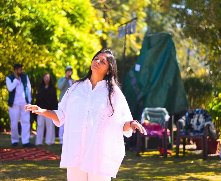 Person connecting with nature in a huachuma ceremony