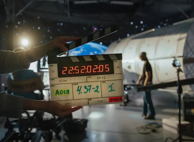 clapboard on studio set
