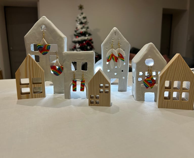 Village de Noël boucles d’oreilles