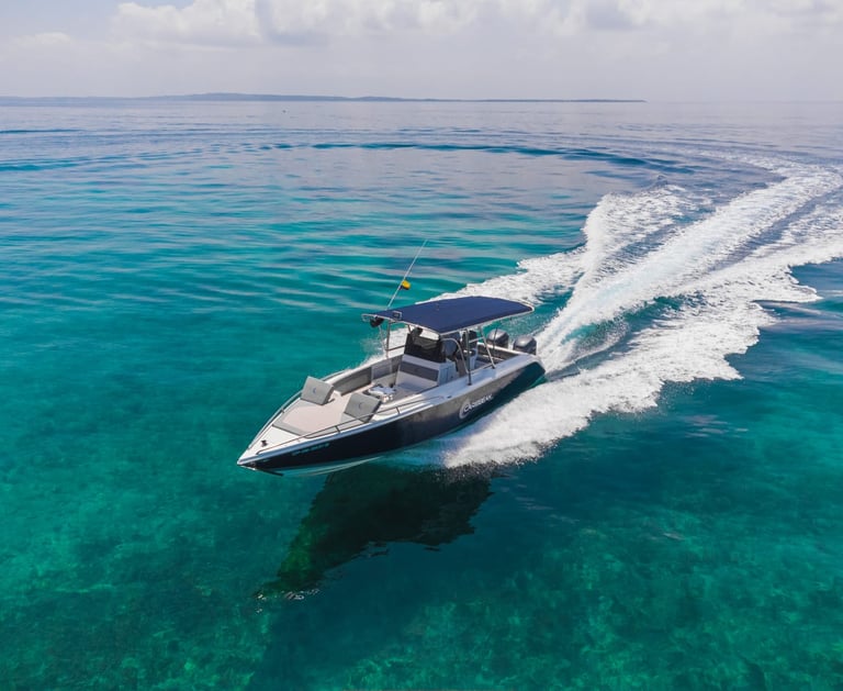 Alquiler de lancha de lujo en cartagena, lancha de lujo para 14 personaas