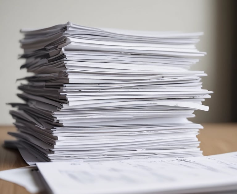 a stack of papers with a keyboard and a keyboard