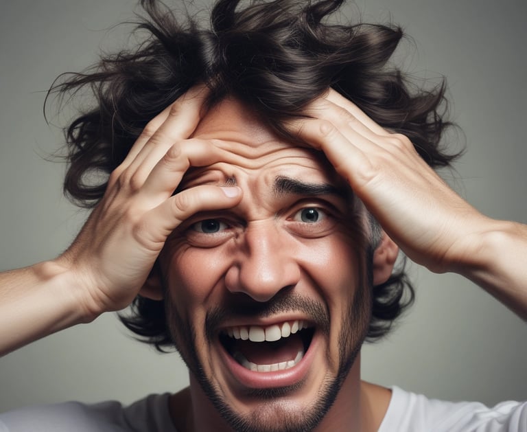 Mann rauft sich die Haare