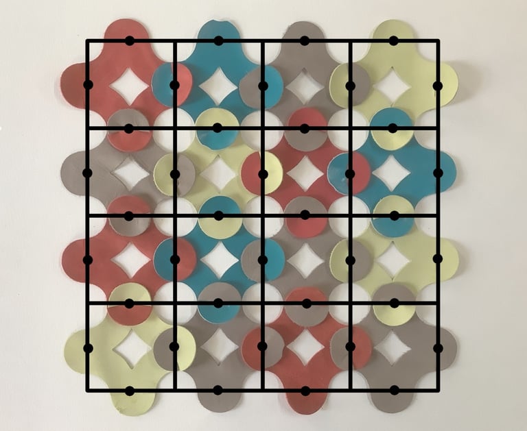 visual geometric explanation of underlying square grid used in the ORBIS pattern