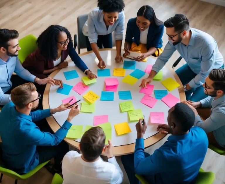 TrendBeatz Technologies creative team brainstorming new ideas and business strategies with colorful