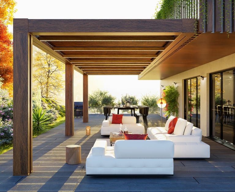 pergola bioclimatica in legno massello per patio