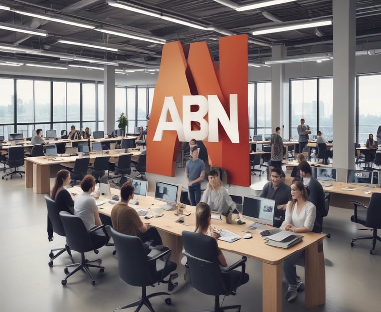 a group of people sitting at desks in a large room