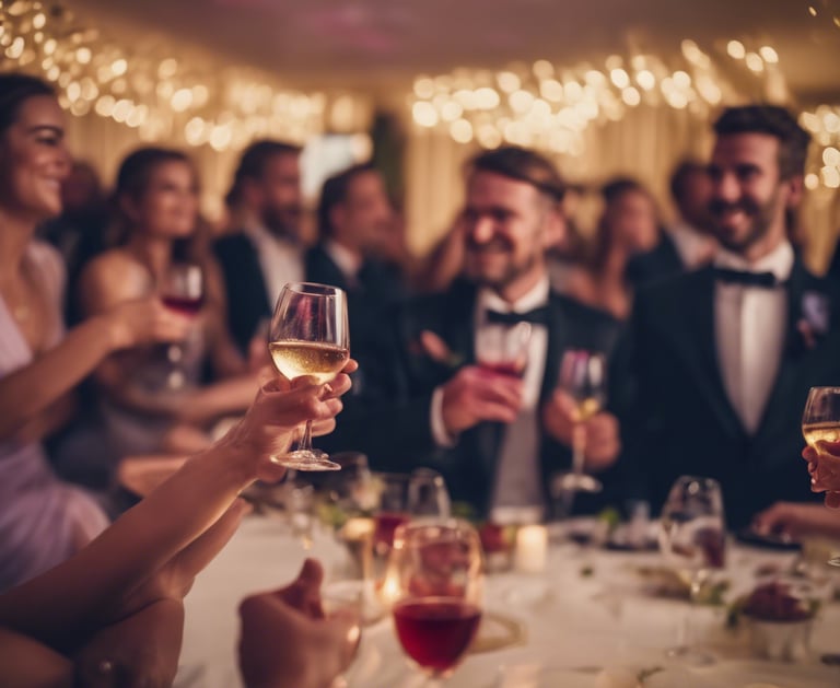 Des amis autour d'une table de mariage