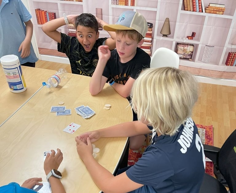 Kids playing math games.