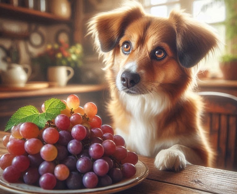 perro comiendo uvas