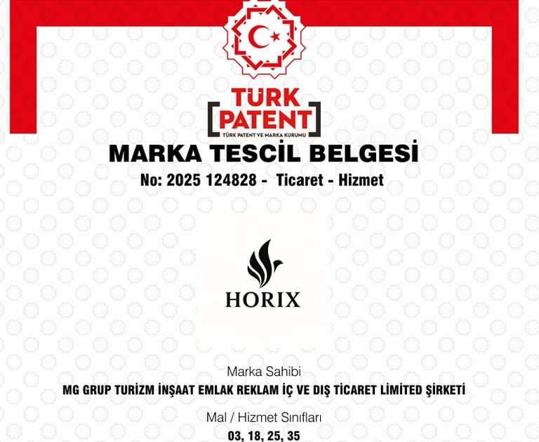 HORIX trademark registered in Turkey registration number 2025 124828