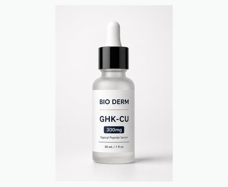 Bio Derm GHK-CU 300 mg topical peptide serum in frosted glass dropper bottle