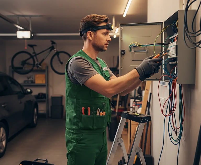 electrician Fillongley working in the garage