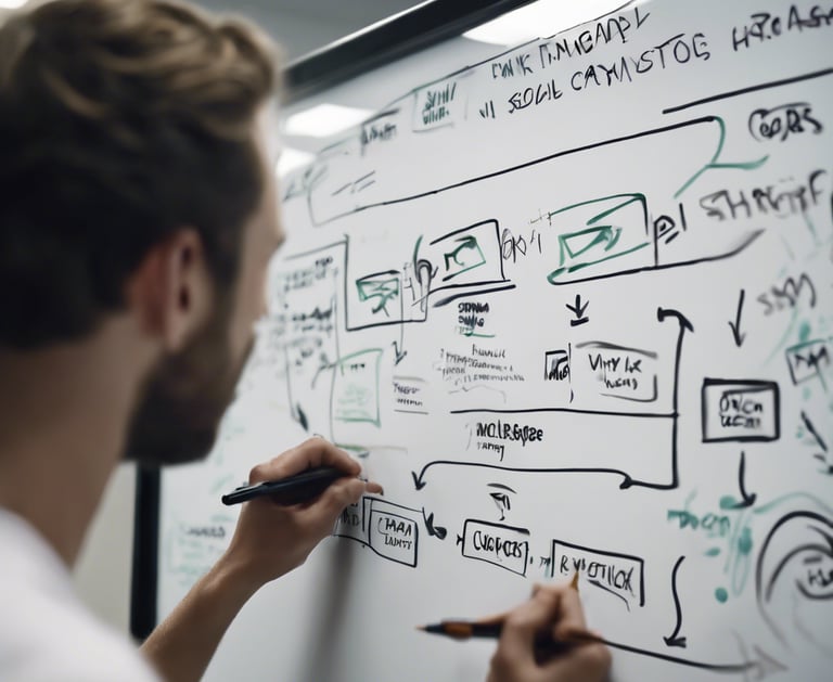 man writing on whiteboard