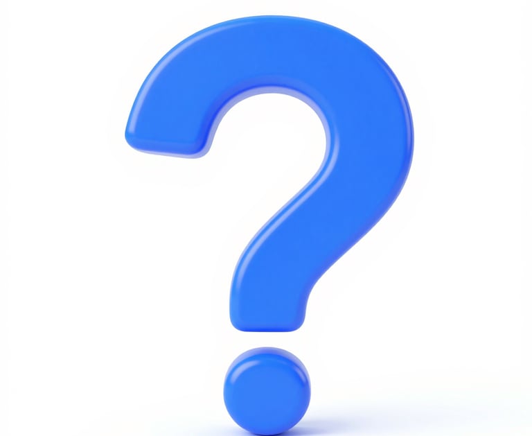A 3D blue question mark icon isolated on a white background, symbolizing help, support, and FAQ inquiries.