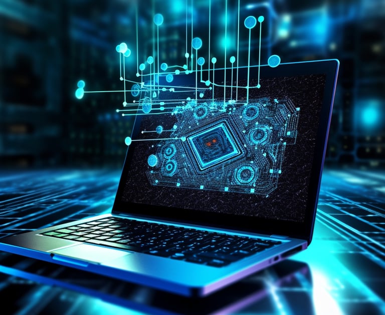 a laptop computer with a circuit boarder and a circuit board