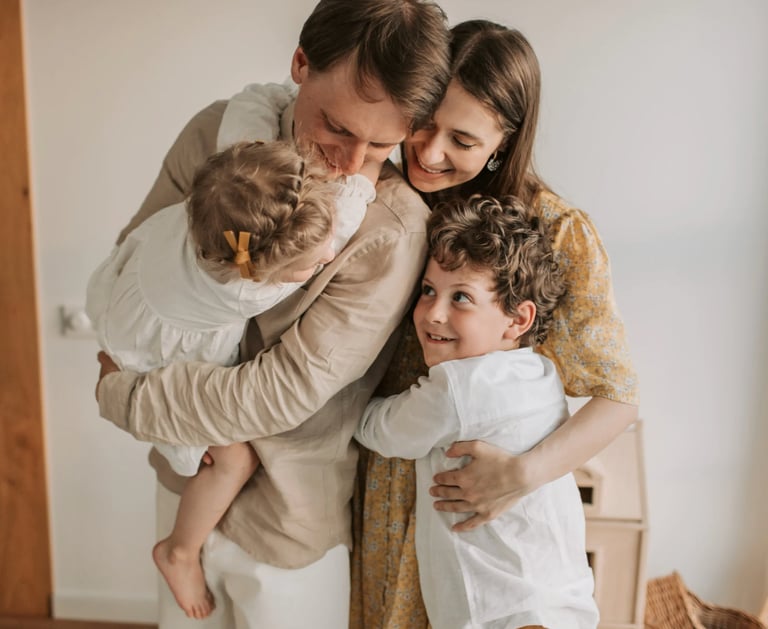 happy family embracing