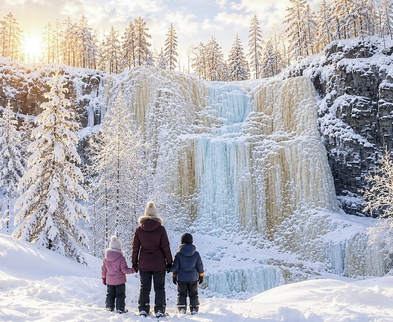 Korouoma Frozen Waterfalls near Rovaniemi in Lapland, Finland during winter
