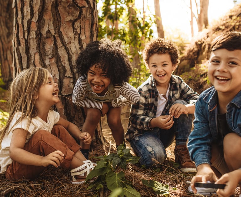 Children laughing and playing outside