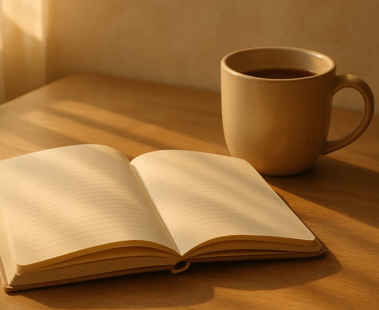 a cup of coffee and a book on a table