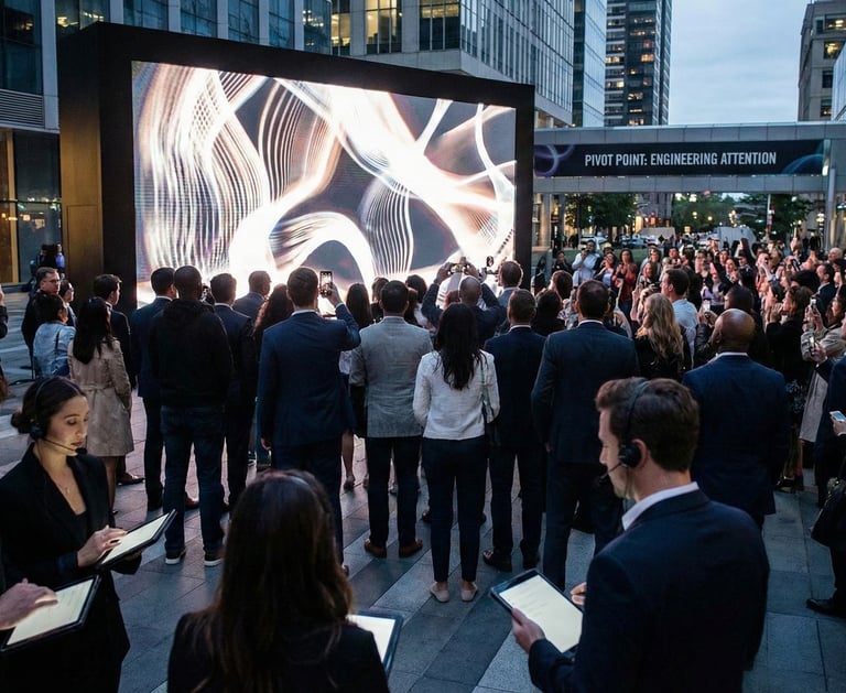 A large outdoor brand activation event managed by Pivot Point. In the foreground, professional event