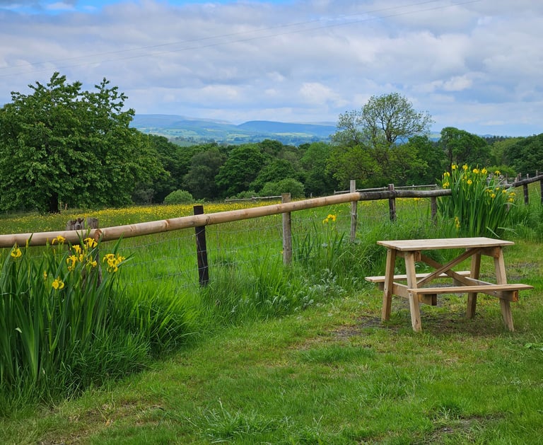Outside table in peaceful cottage. Near Brecon Beacons.