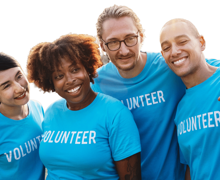 Volunteers in together photo