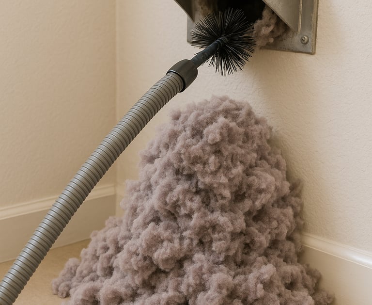 Lint, mold and debris from a dryer vent cleaning