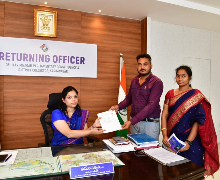 Peddapelly Sravan contesting as Member of Parliament MP, Karimnagar