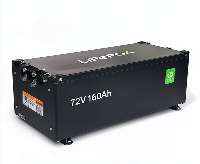 closeup view of 72V LiFePO battery for Impulse Electromotive Nano-3 Micro EV car