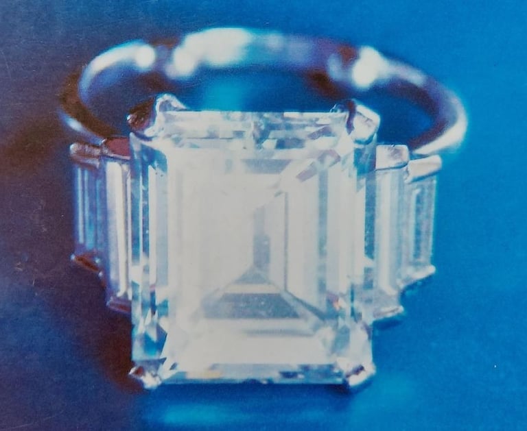 7.57 carat rectangular diamond solitaire