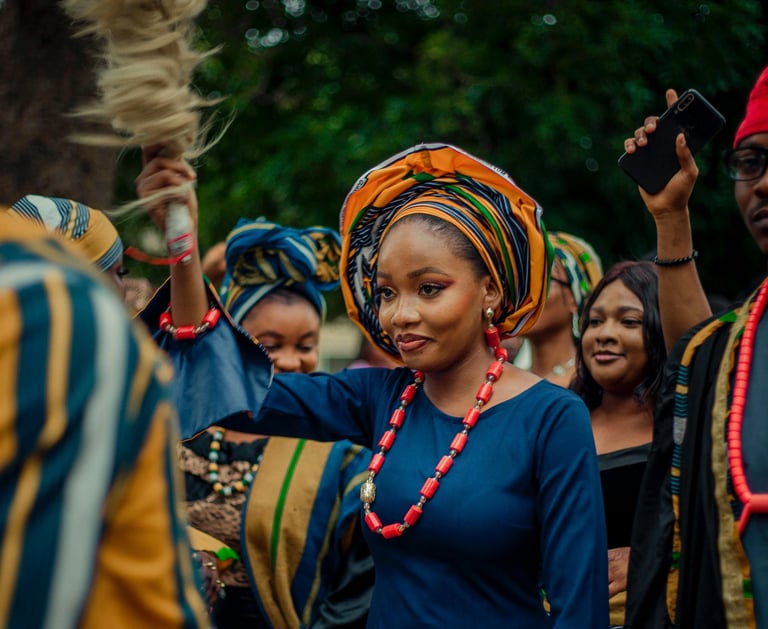 a woman in a blue dress