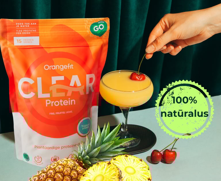 Baltymų gėrimas - išgrynintas proteinas tropinių vaisių skonio