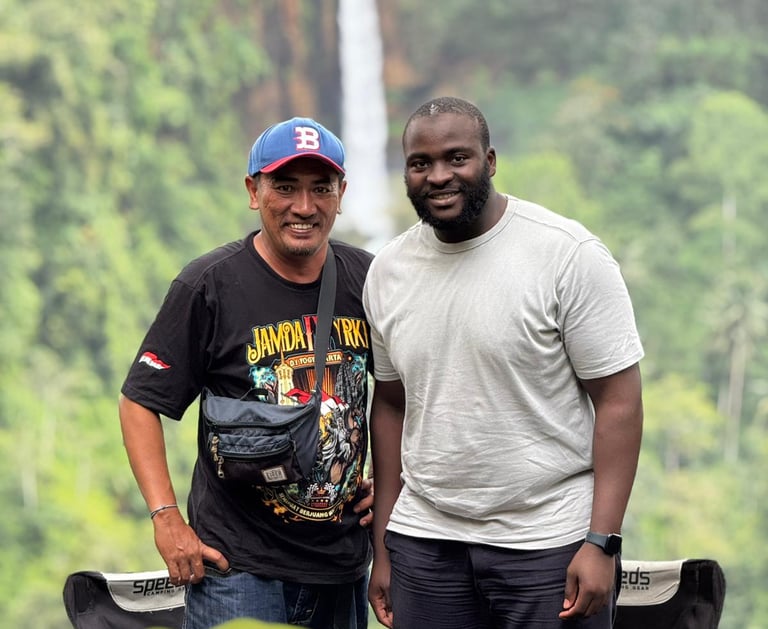 image of two people photo at Tumpak Sewu waterfall in East Java