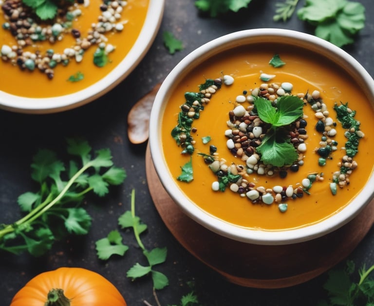 A close-up shot of a beautifully plated gourmet dish with vibrant colors and fresh ingredients.