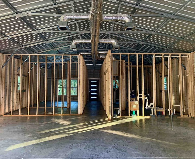 building of a barndominium