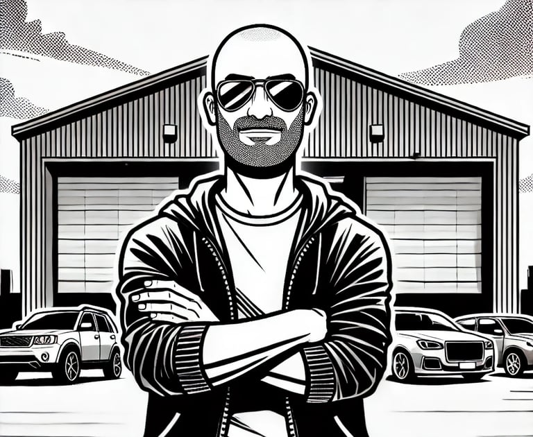 caricatura del gestore di garage 83 noleggio auto in svizzera