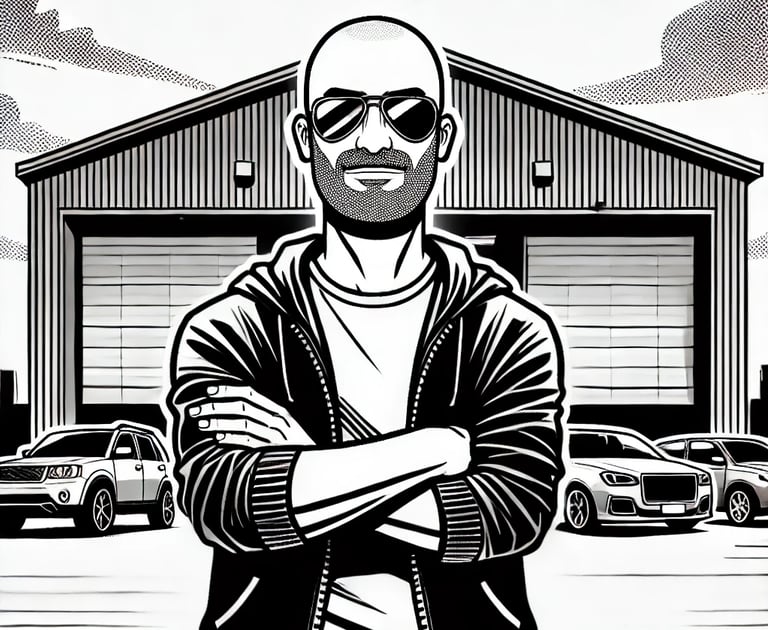 caricatura del gestore di garage 83 noleggio auto in svizzera