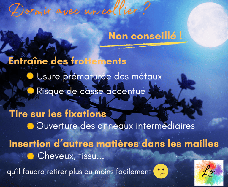 Dormir avec un collier bijoux Les Couleurs de Lo