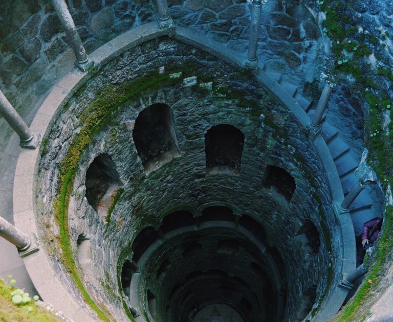 The Initiation Well, or Poço Iniciático, at Quinta da Regaleira in Sintra