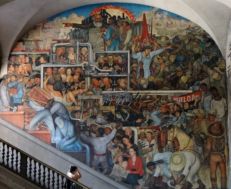 Diego Rivera mural at the National Palace in Mexico City depicting the history of the Mexican revolution.
