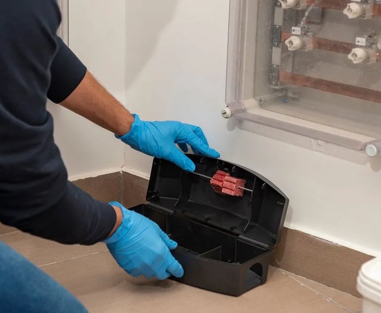 Pose d'un poste à appâts par un de nos technicien.