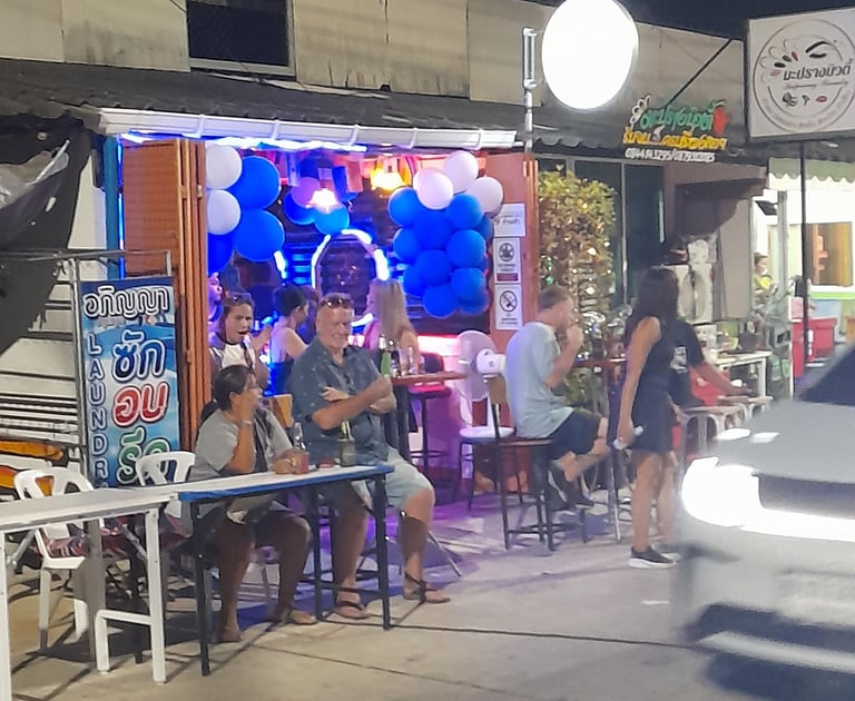 Customers sat at bar party on Soi 94 in Hua Hin