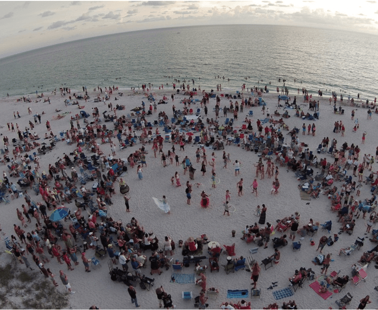 Ariel shot of the Siesta Key Drum Circle