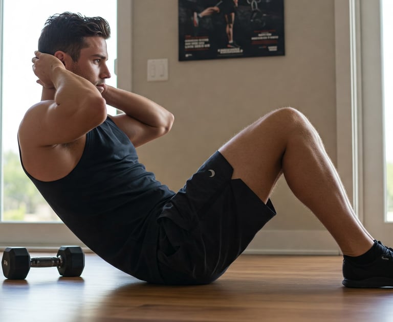 Hombre entrenando el core